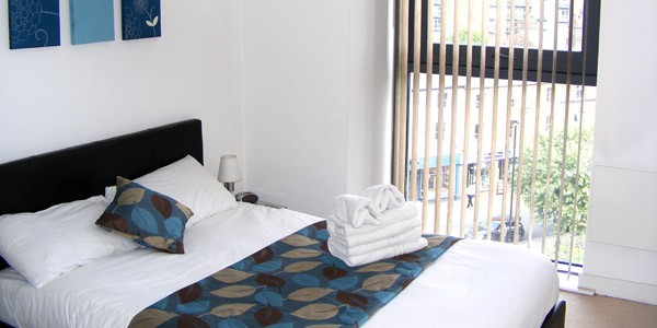 Bedroom in a west one sheffield serviced apartment